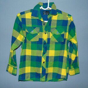 Fox green & yellow Flannel Shirt kids size M